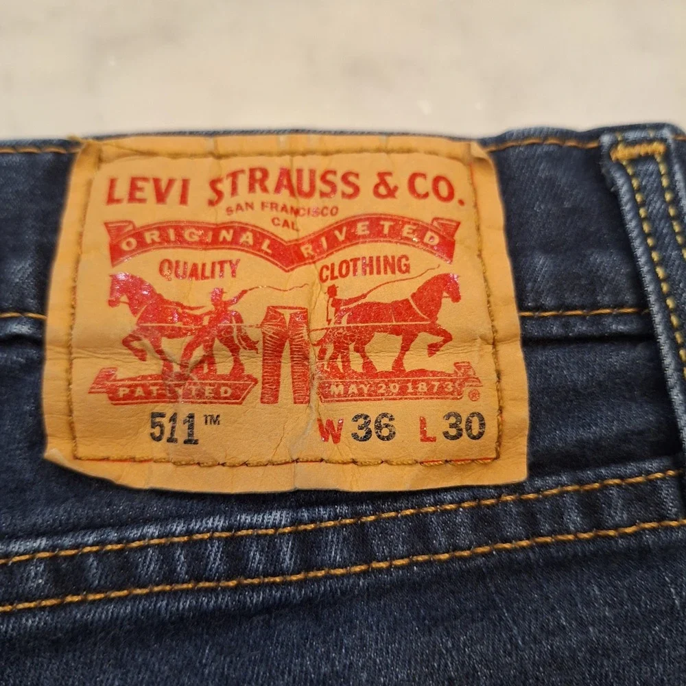 Levi's 511 Slim Fit Jeans Mens 36x30 Dark Wash Blue Stretch Denim Pants 511-1322